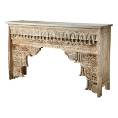 CONSOL HAND CARVED MANGOWOOD NATURAL - CONSOLES, DESKS